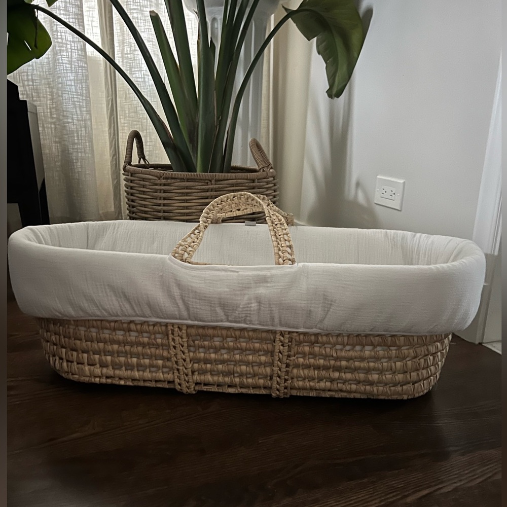 Tadpoles Organic Palm Leaf Moses with gauze bedding